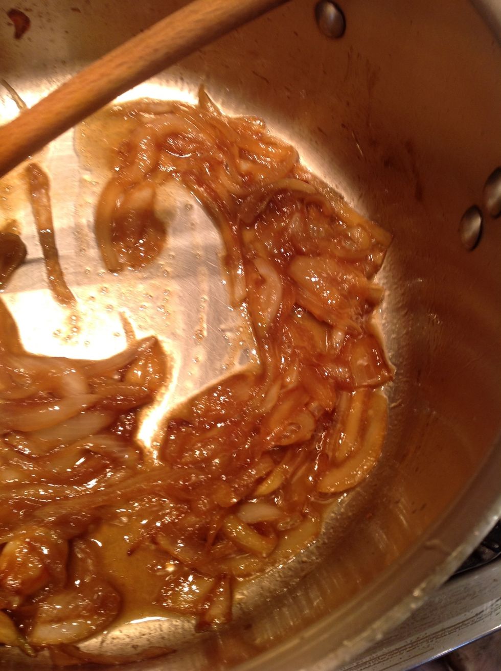 When wine is reduced add stock, thyme and milk