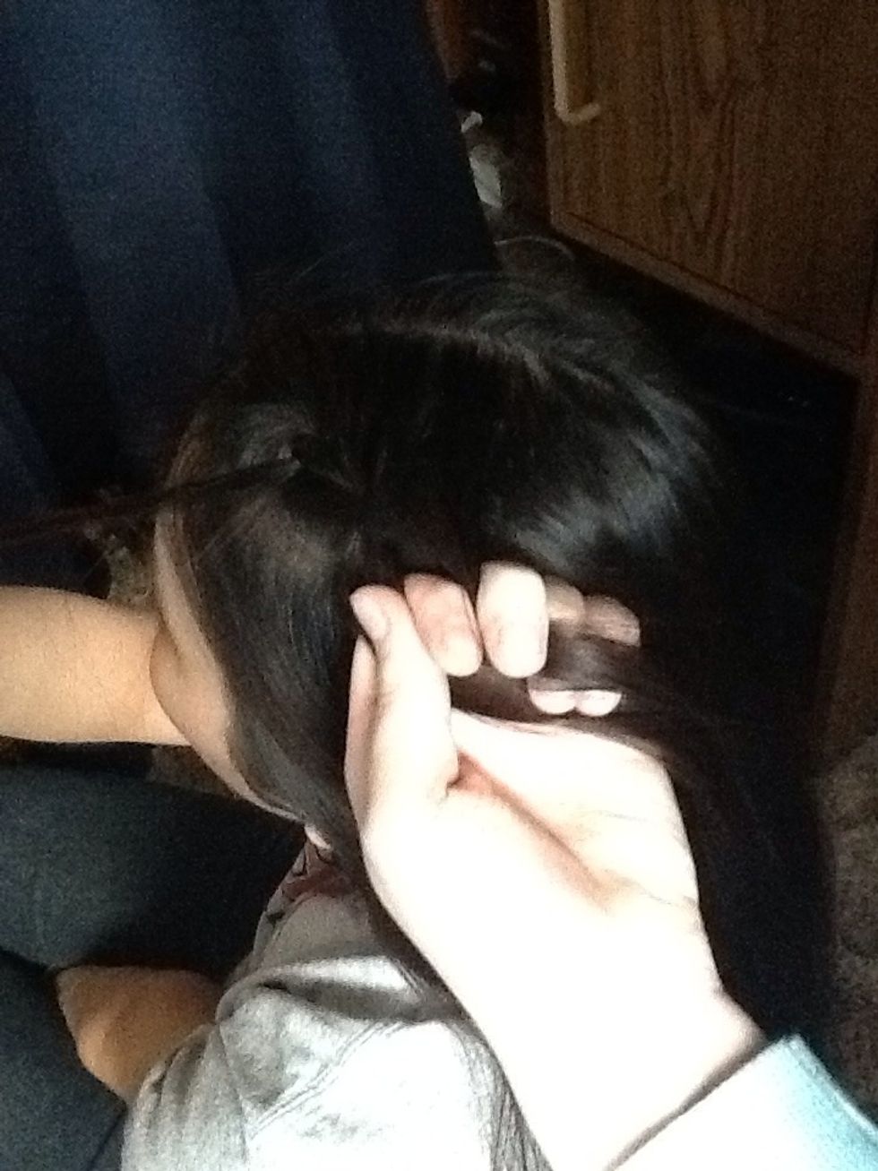 When you are at the top piece grab a little more hair from the top of her head and add it to the top section.