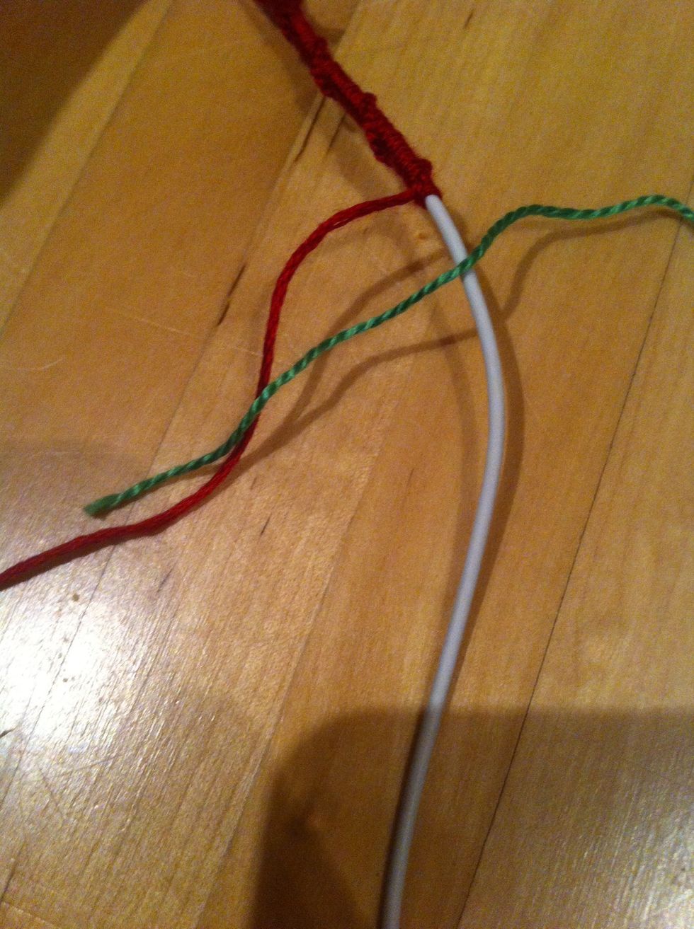 When you are done with one thread take the next one and tie them together and just continue.