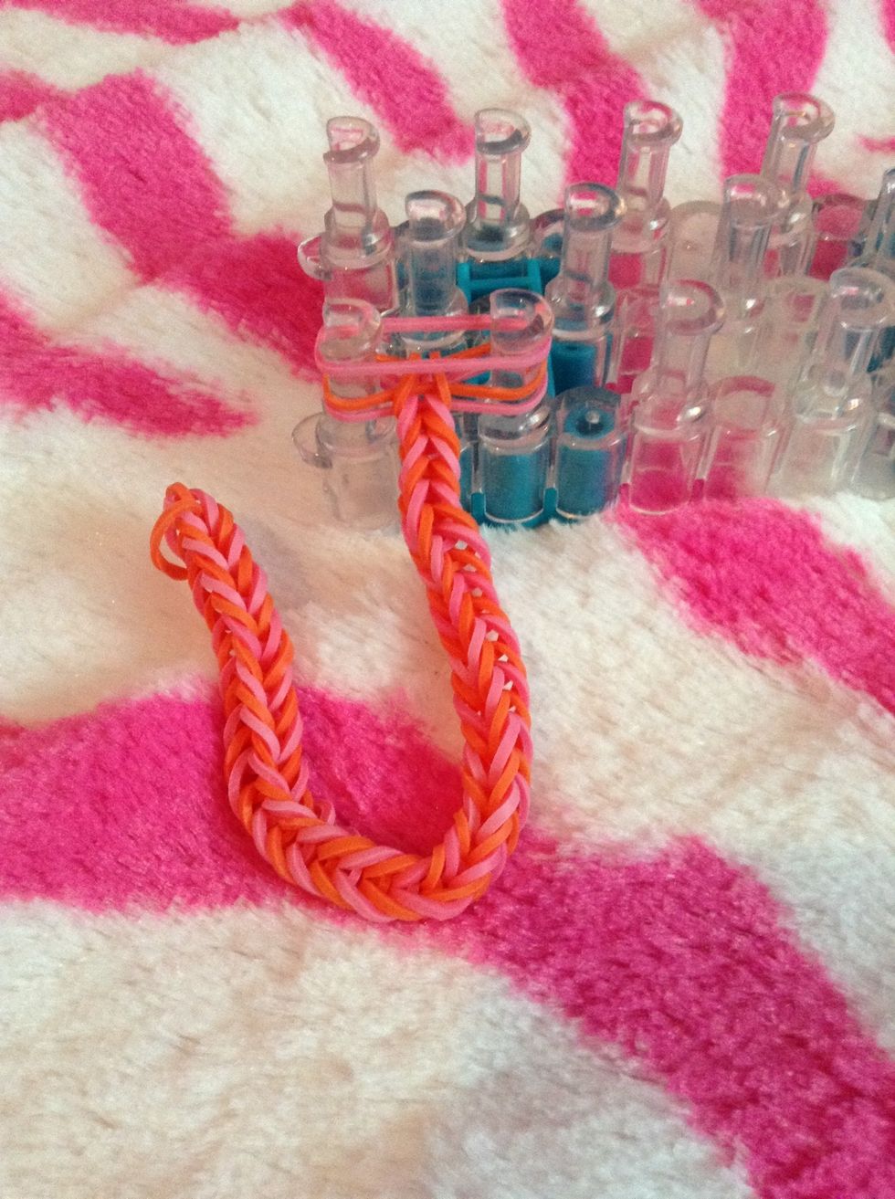 When you are down to your last three bands, your loom should look like this