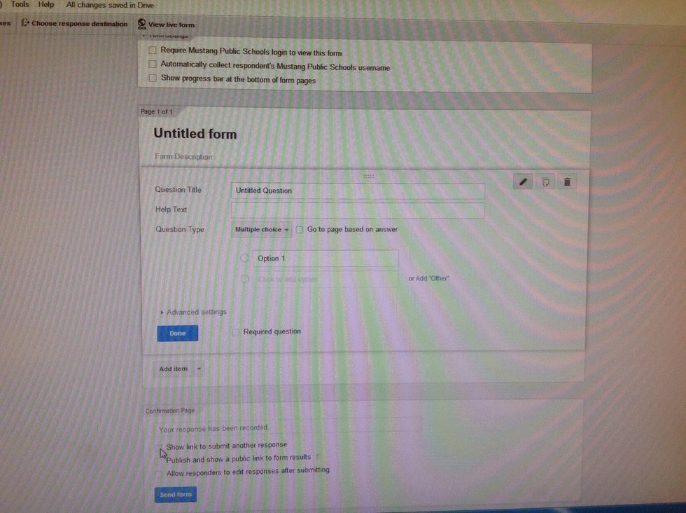 When you are finished with the first question, click Add Item and continue until you are finished with the quiz. Then click Done.
