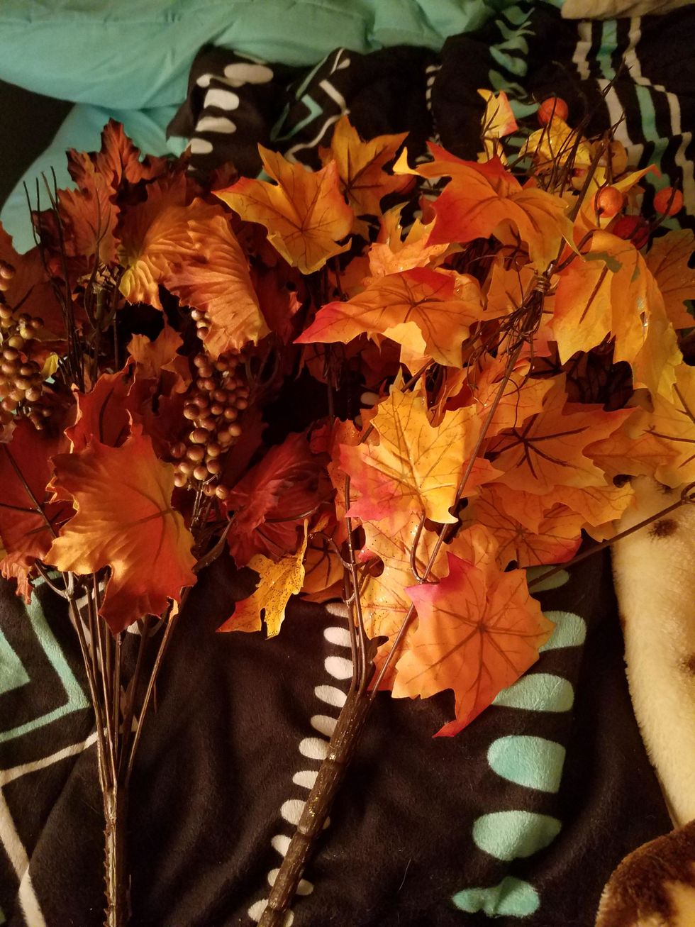 When you are finished, you may add leaves or pinecones, or anything festive that is related to fall, to your wreathe so that it is more creative.