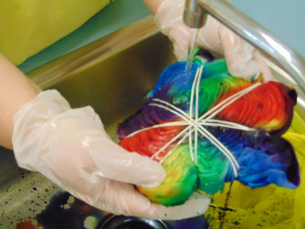 When you are ready rise it out and take the rubber bands off