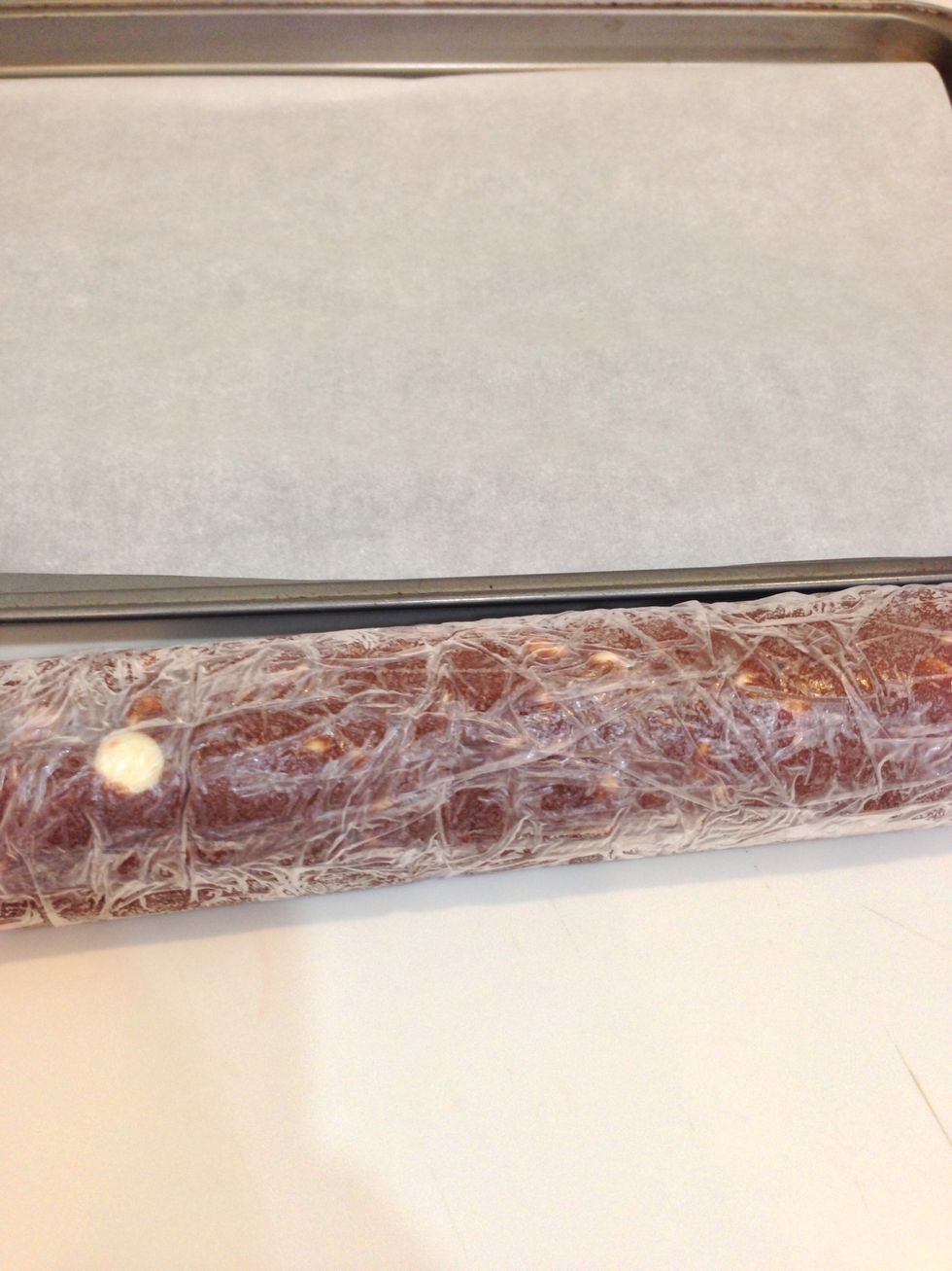 When you are ready to bake, simply unroll your dough and slice off 1 inch thick cookies.