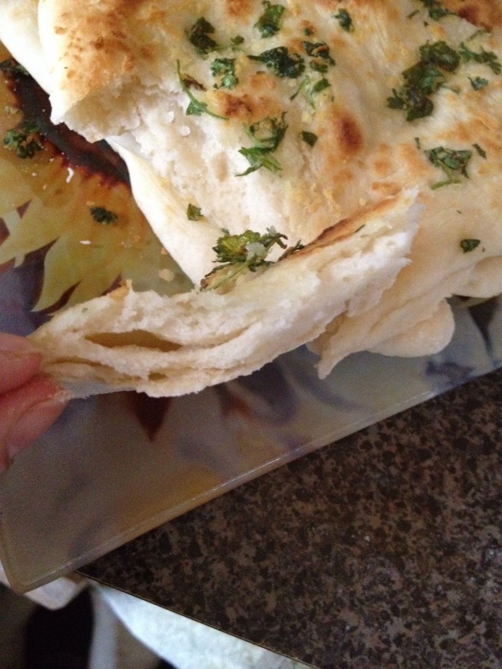 When you break it you will see the layers it's so soft and yummy def worth the mess