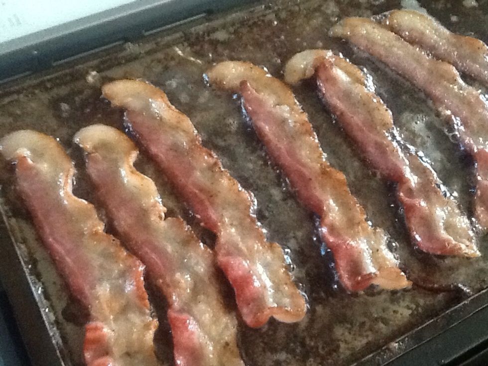 When you cook bacon, make a few extra strips crispy for the salt. I used three.