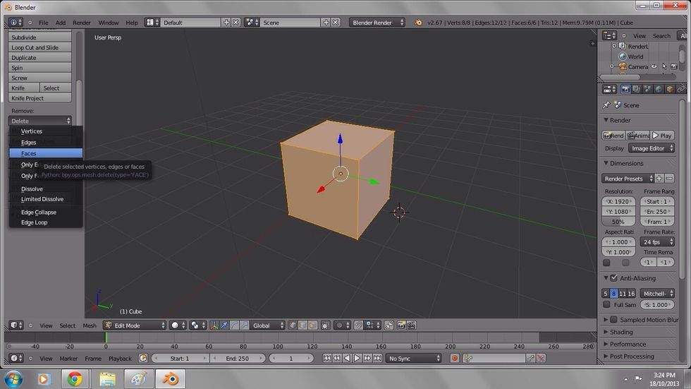 When you create a new file in blender by default there is a mesh cube. Press A on the keyboard to select all points or vertices.