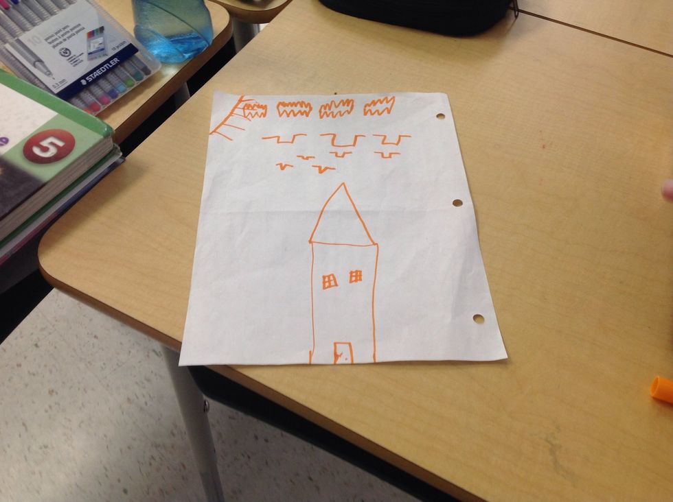 When you done drawing the house draw some birds