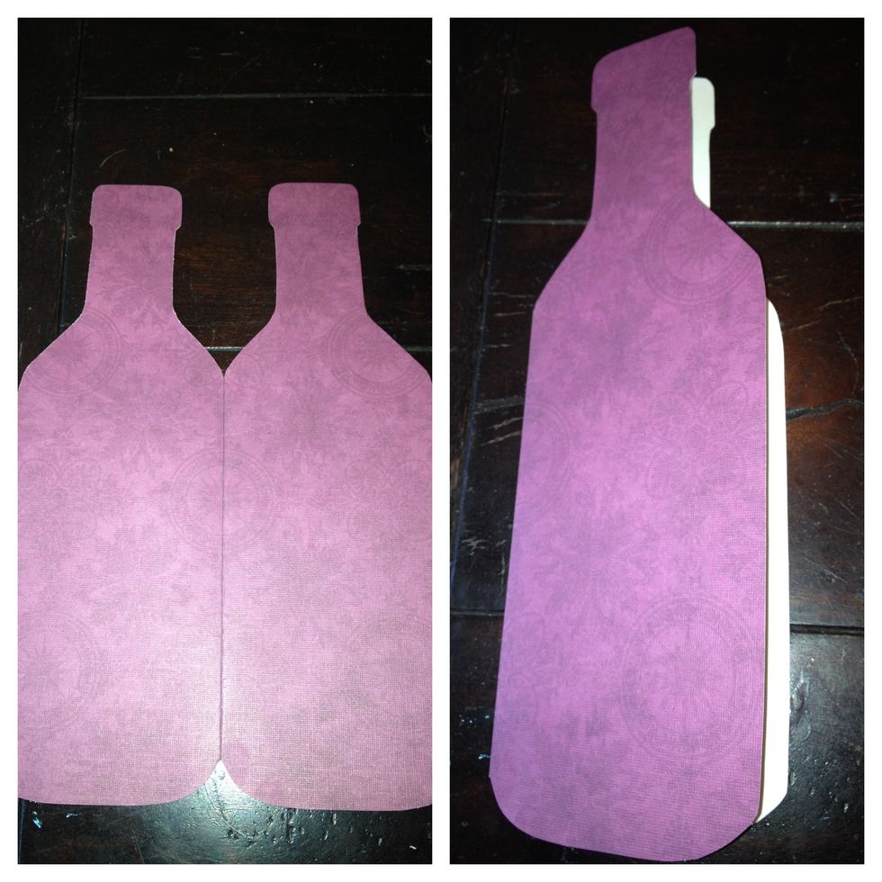 when you finish cutting out the general shape of the card, it will look like this. fold along the line again to make the card.