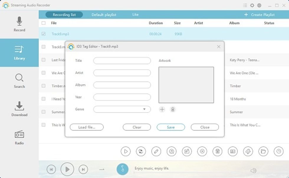 When you finished recording all songs from Spotify music, you can go to "Library" to preview the recordings. The built-in ID3 Tag Identifier will automatically add the ID3 tag.
