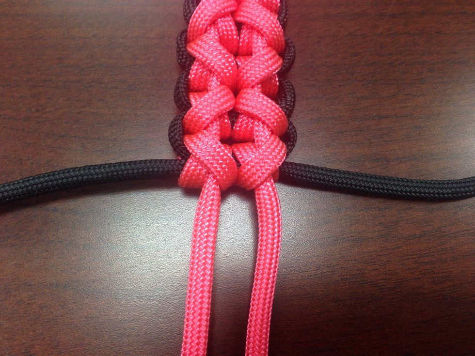 When you get to how one you want the bracelet to be, do only the first half of the "X"...