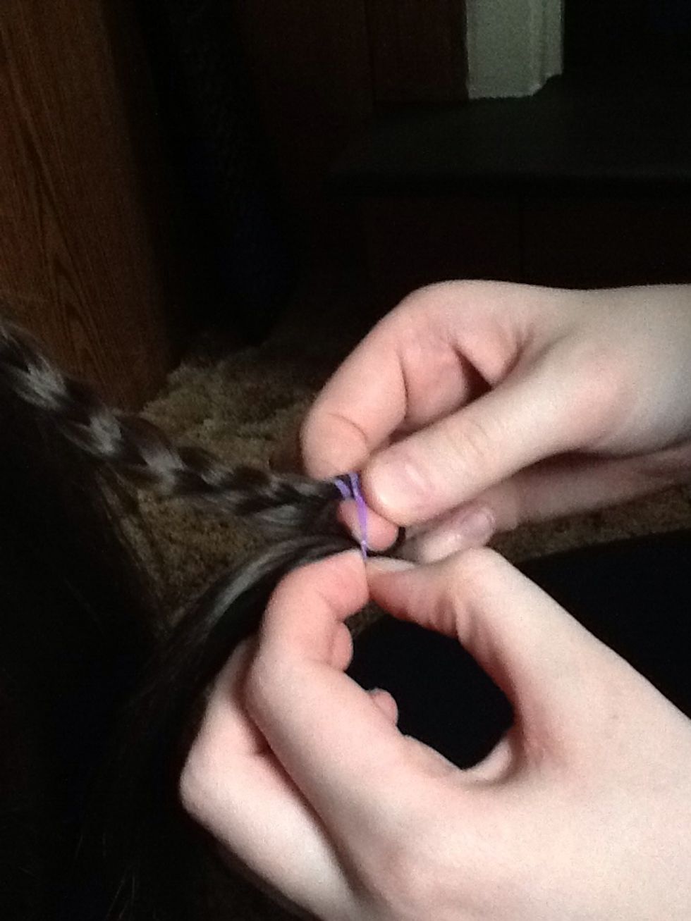 When you get to the bottom tie it off with a small hair tie.