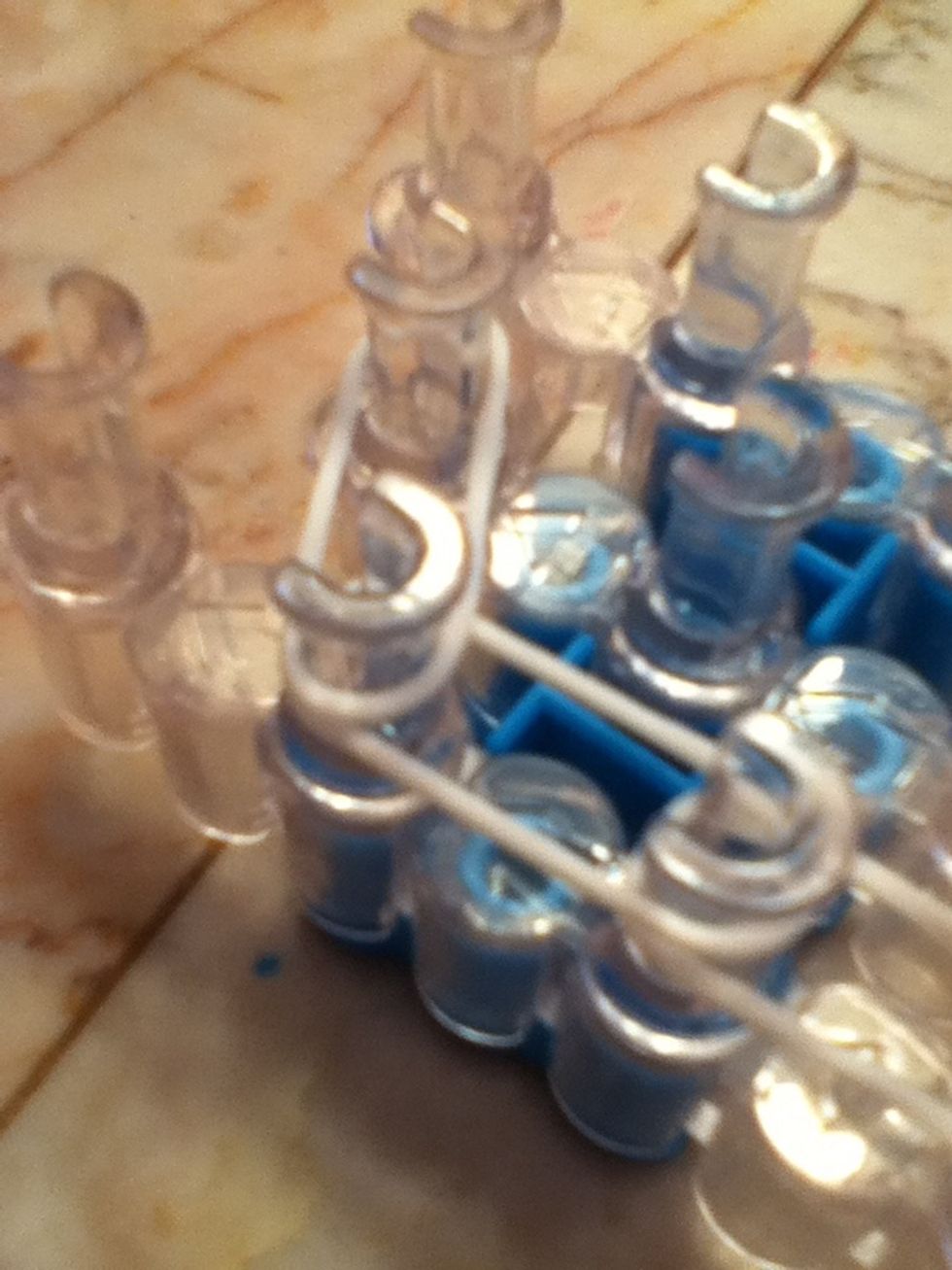 When you get to the end, go diagonal. Push your bands down so you have more room on the top!