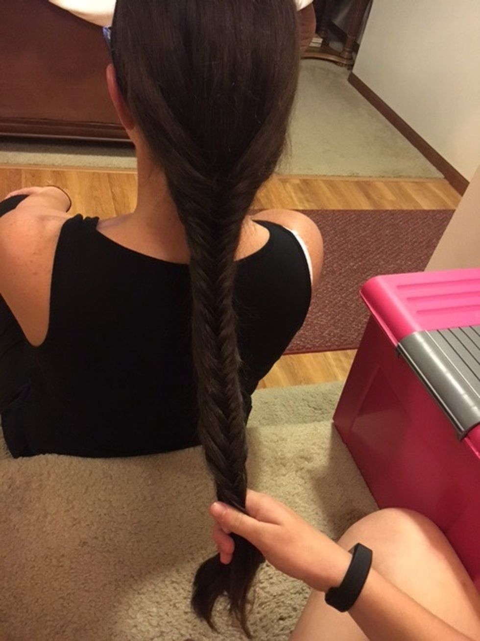 When you get to the end tie it off with a hair tie.