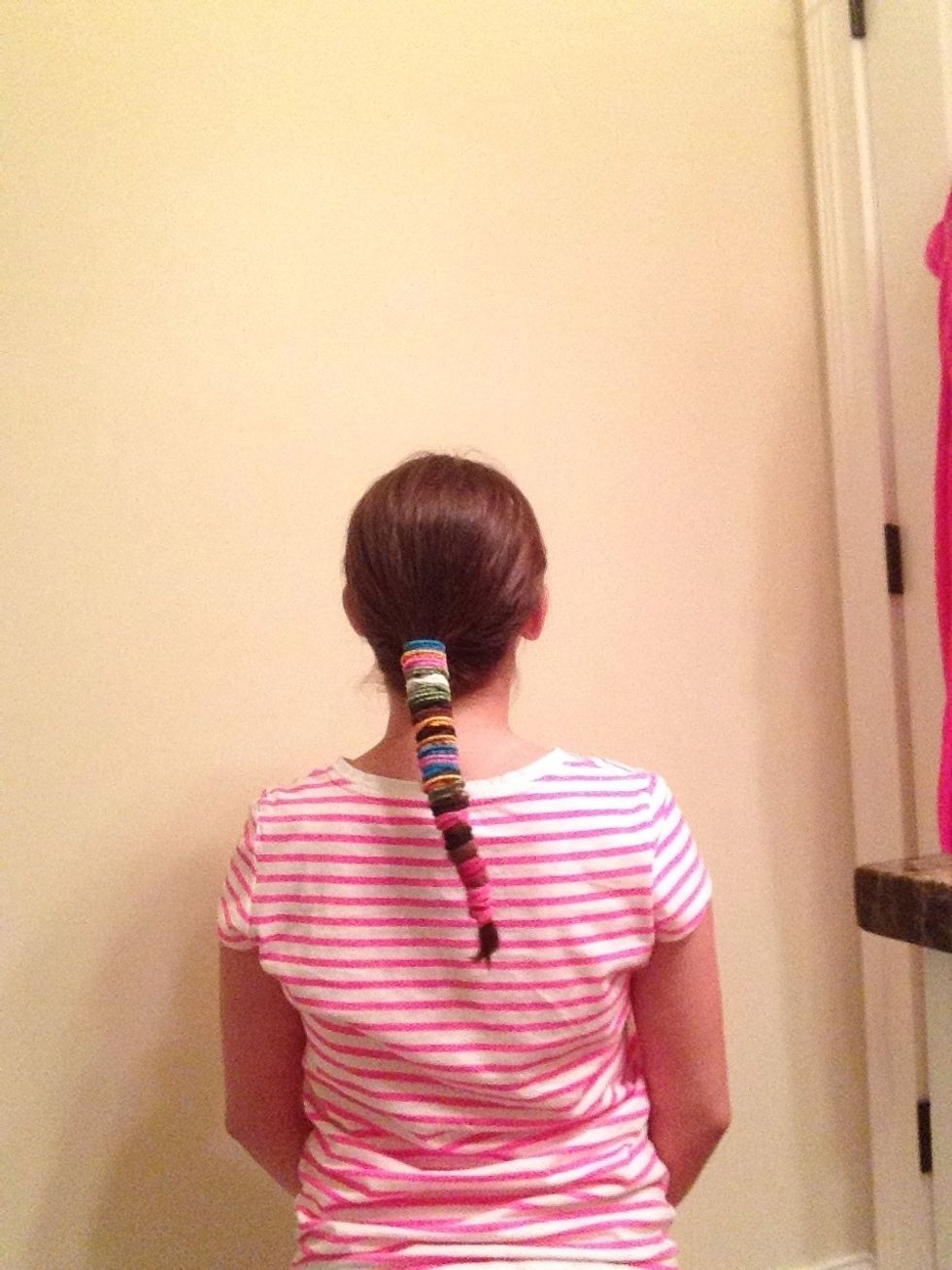 When you get towards the end of your hair, you may want to start using smaller ponytail holders because your hair will get thinner and they won't stay well. Sleep in this overnight.