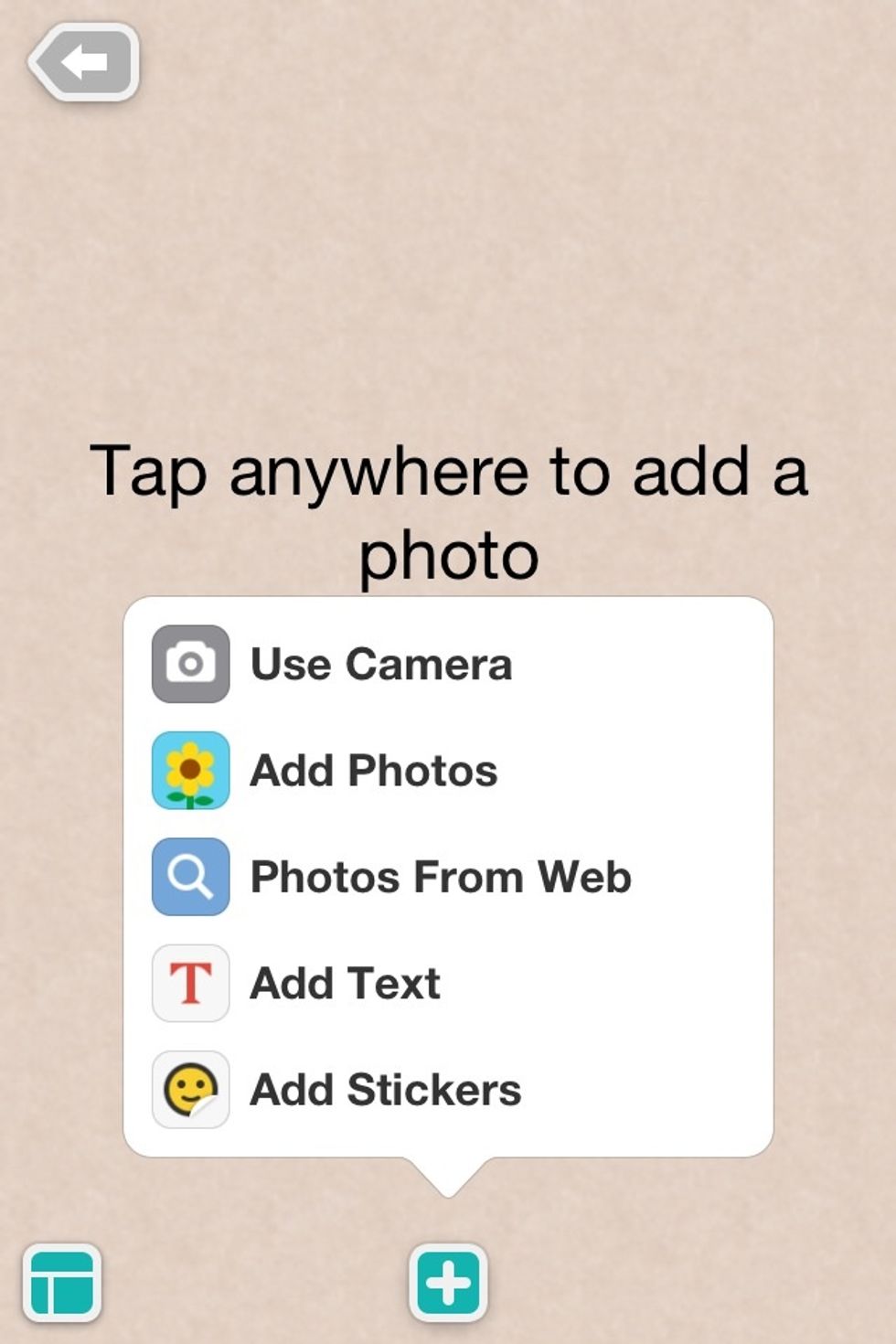 When you go in making a collage and you press the + button this will pop up