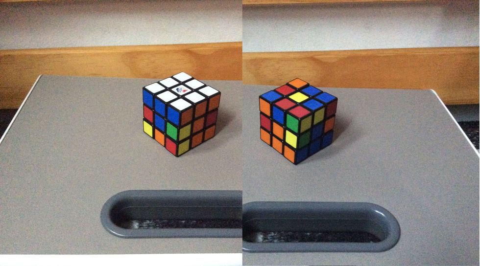 When you got all the corners, turn the cube upside down.