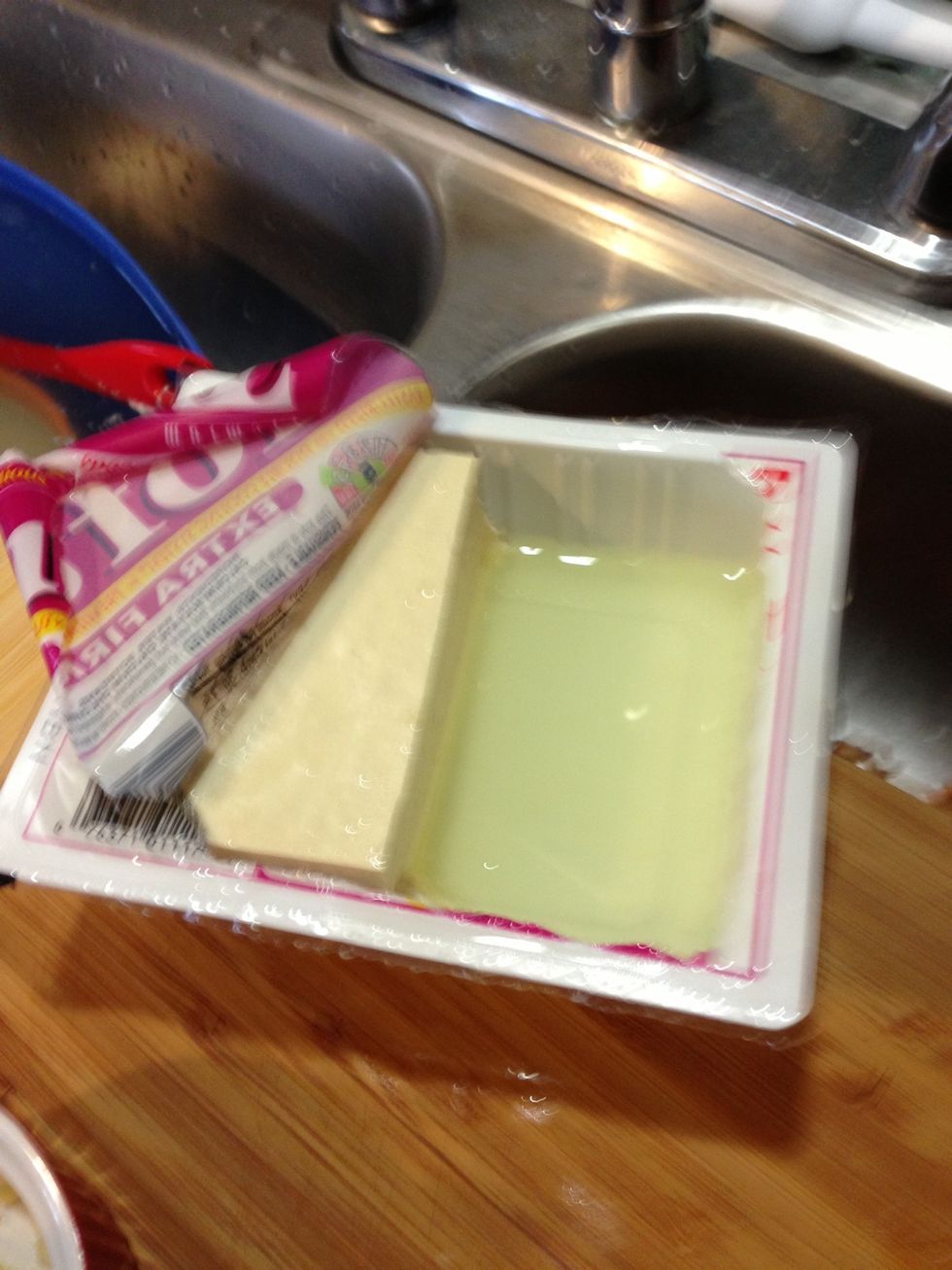 When you hatch that tofu it will be in a large block. I'm only going to use half.
