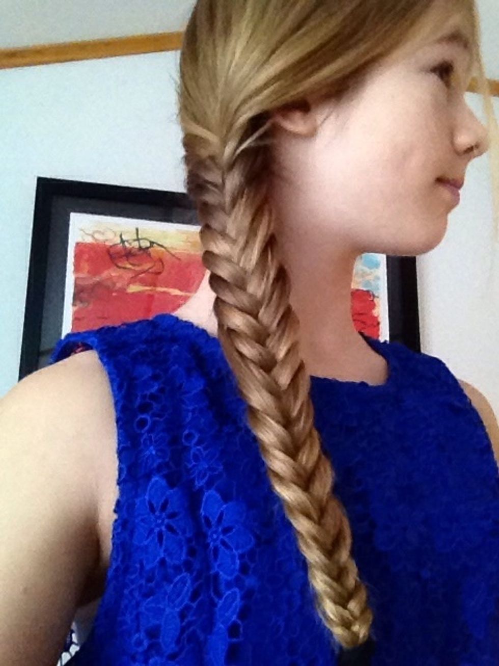 When you have done this all the way down, take an elastic to secure the braid!