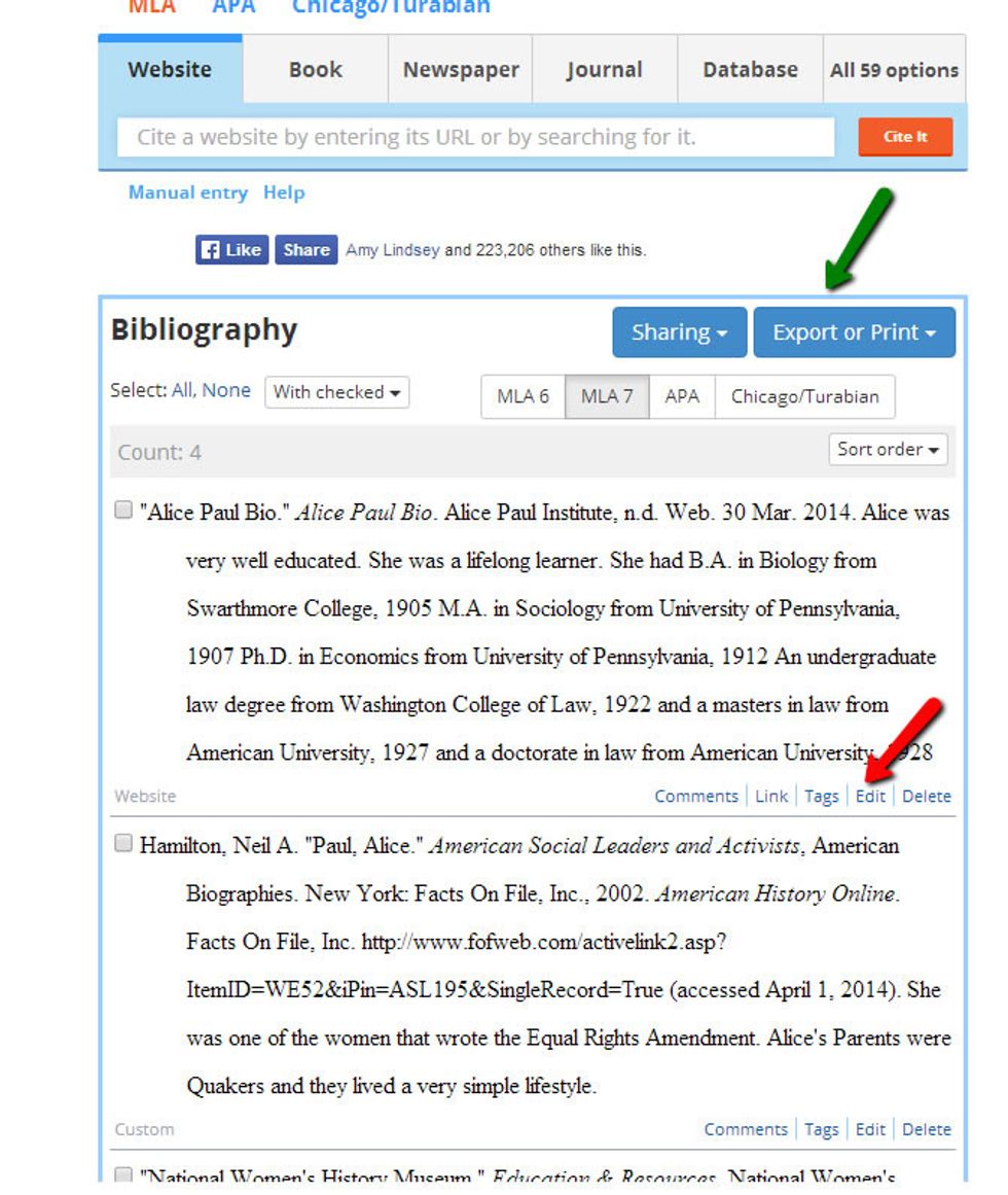 When you have finished your bibliography and have written your notes, you can export your finished bibliography.