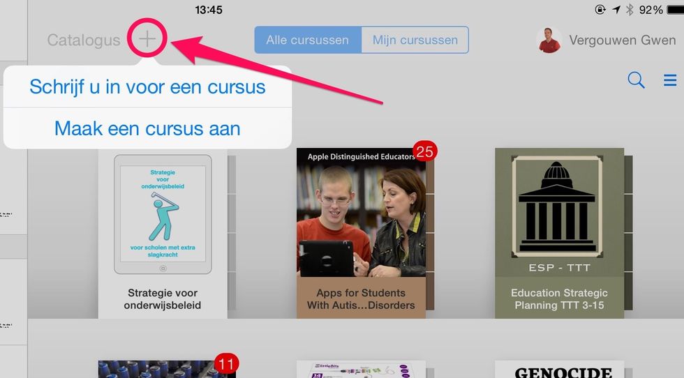 When you have the code of a course, you can subscribe