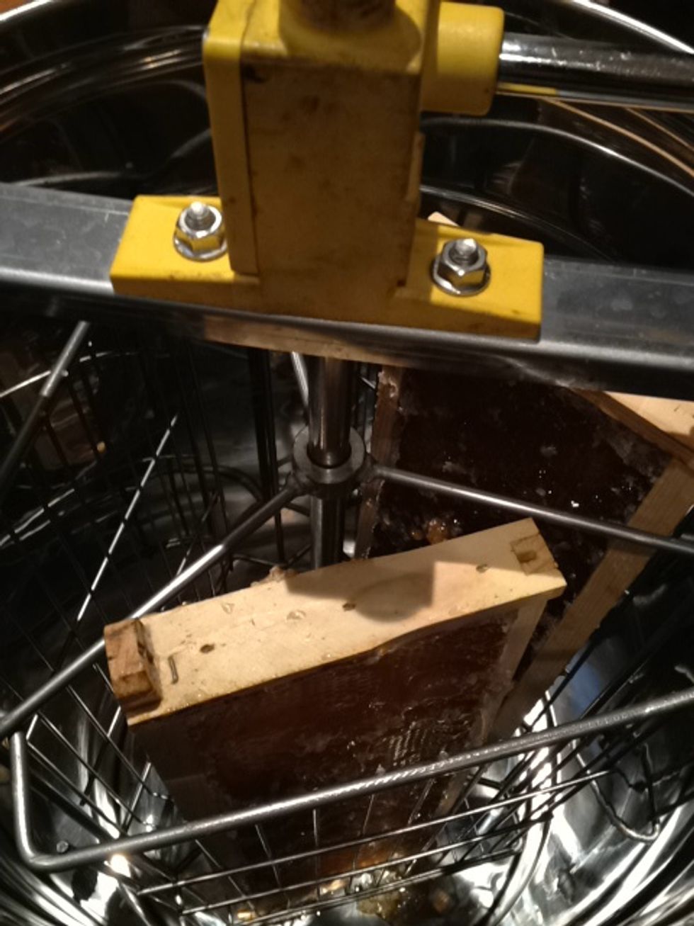 When you have uncapped both sides of the frame, place it in the extractor.