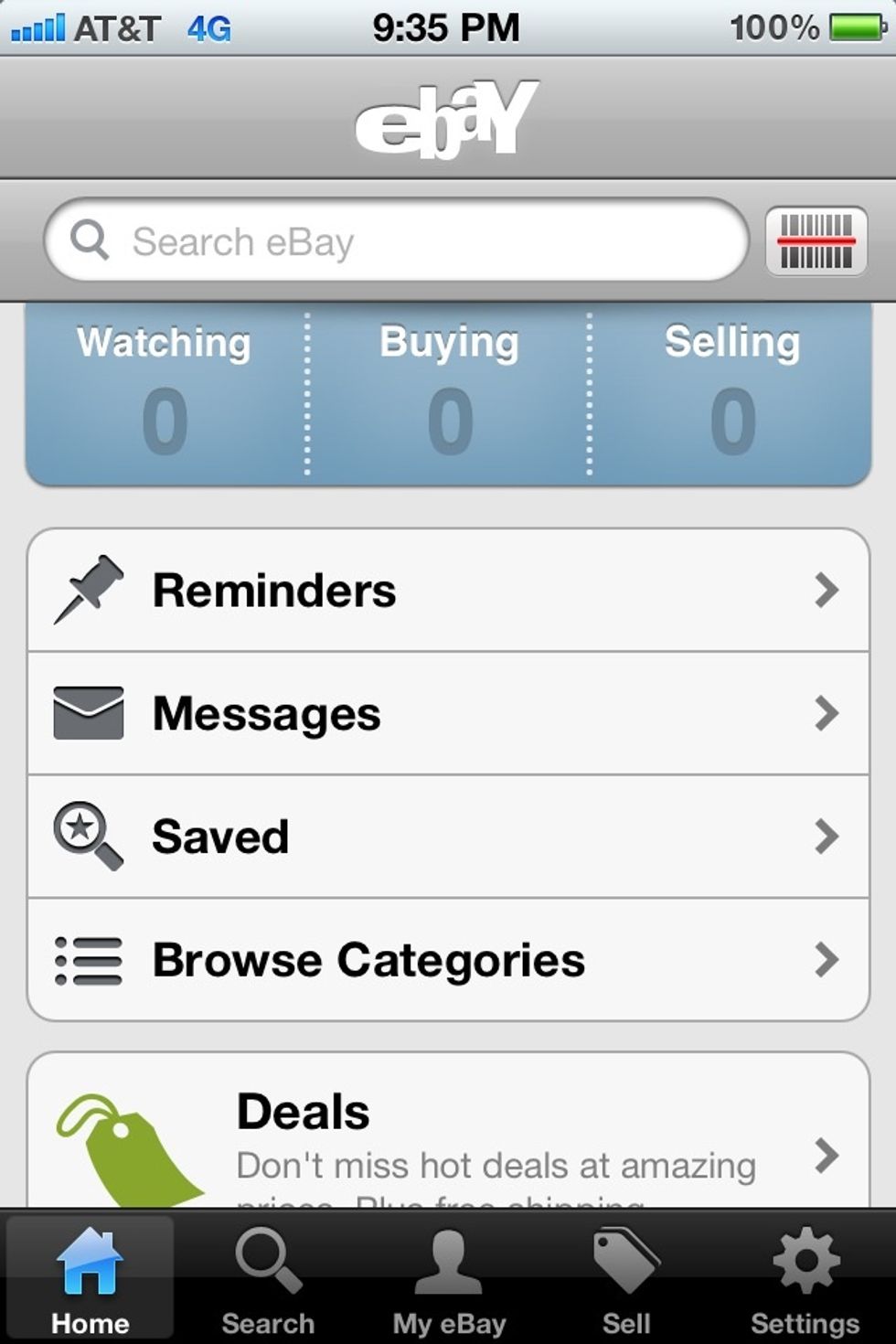 When you open your app it will look like this. Select the sell tab at the bottom.