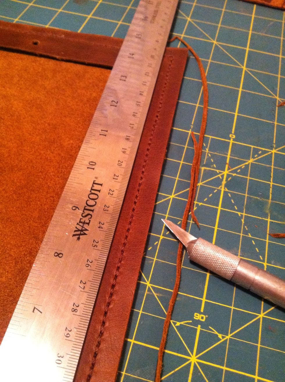 When you're already you can start trimming the edges. I measured 1 cm away from the stitch it seemed like a good border to me