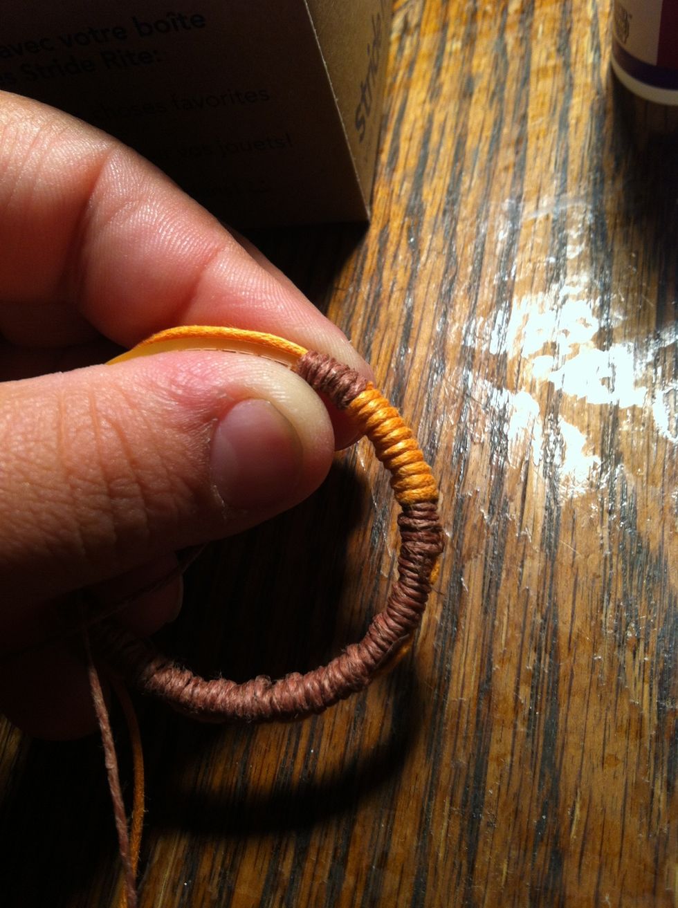 When you're done switch them back the same way. Continue with your pattern.