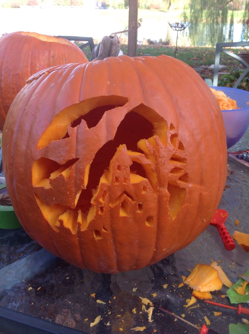 When you're finished, wipe your pumpkin clean.