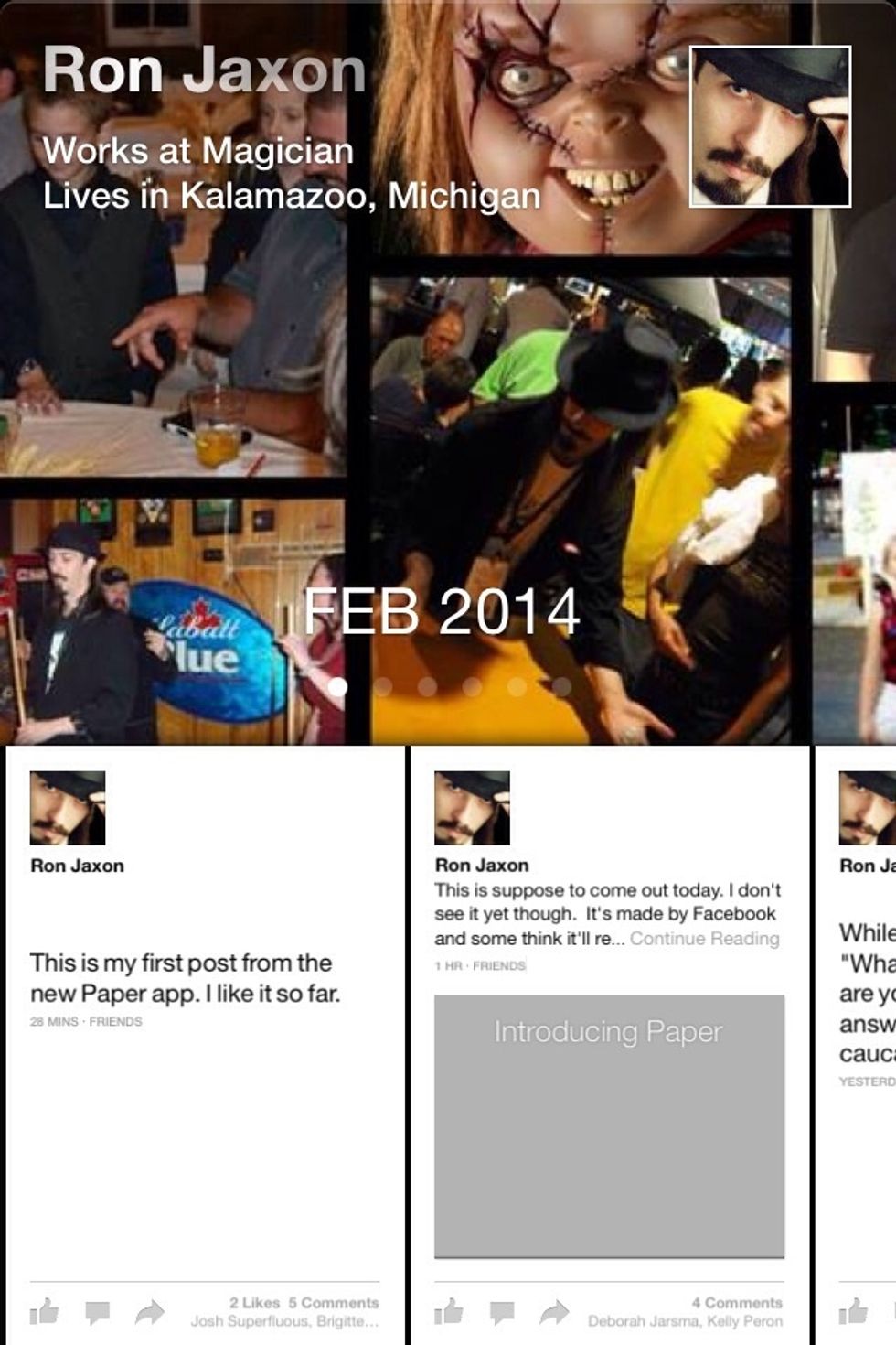 When you're in your timeline. You can jump from year to year by sliding the upper half of the screen left or right.