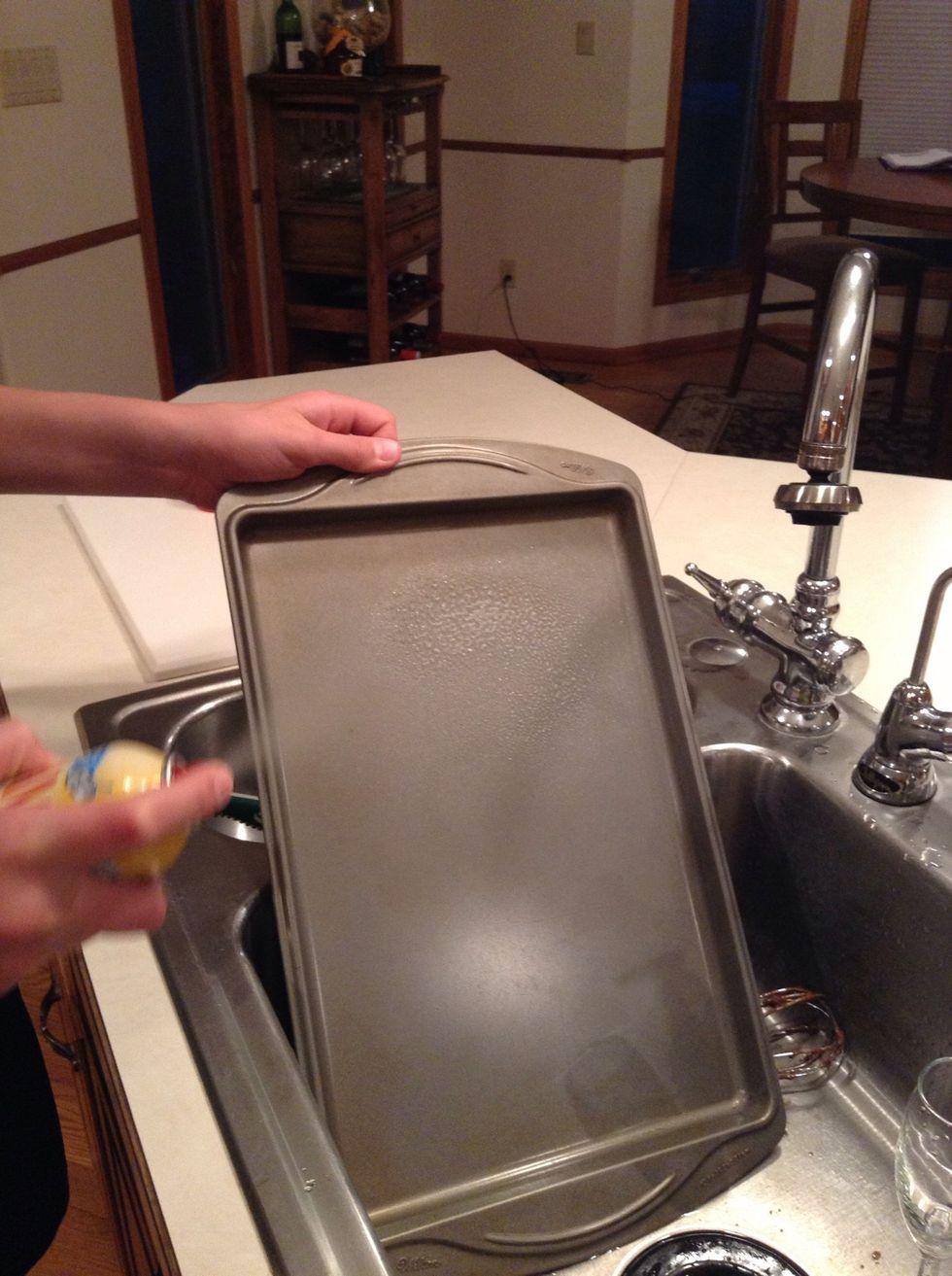 When you spray be about 6 inches away, also be over the sink