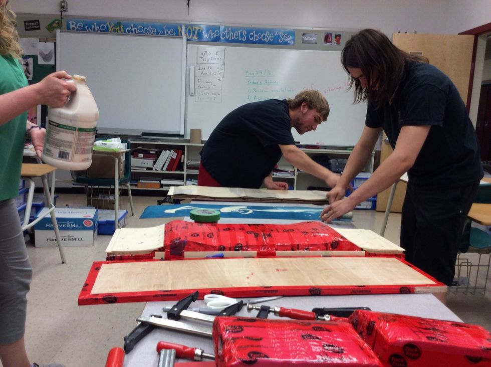 When you start gluing make sure to spread the glue gently but fast all across the board make sure to check the edges and corners over so you don't miss any spots.