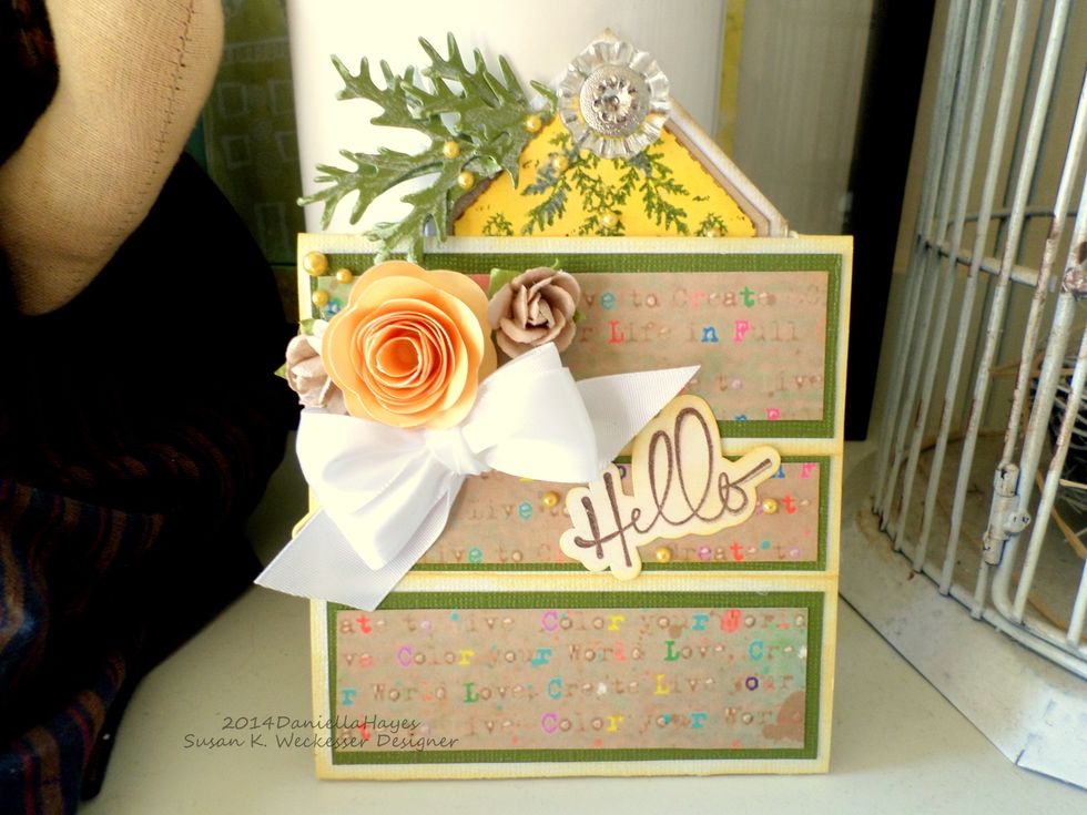 When you stick the ends together you should have a card like this.  It is the same on the back.  Embellish and decorate however you like.