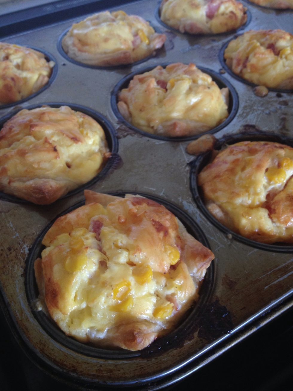 When you take them out they should look like this. Let them cool slightly then take them out of the tins and let them cool on a cooling rack.