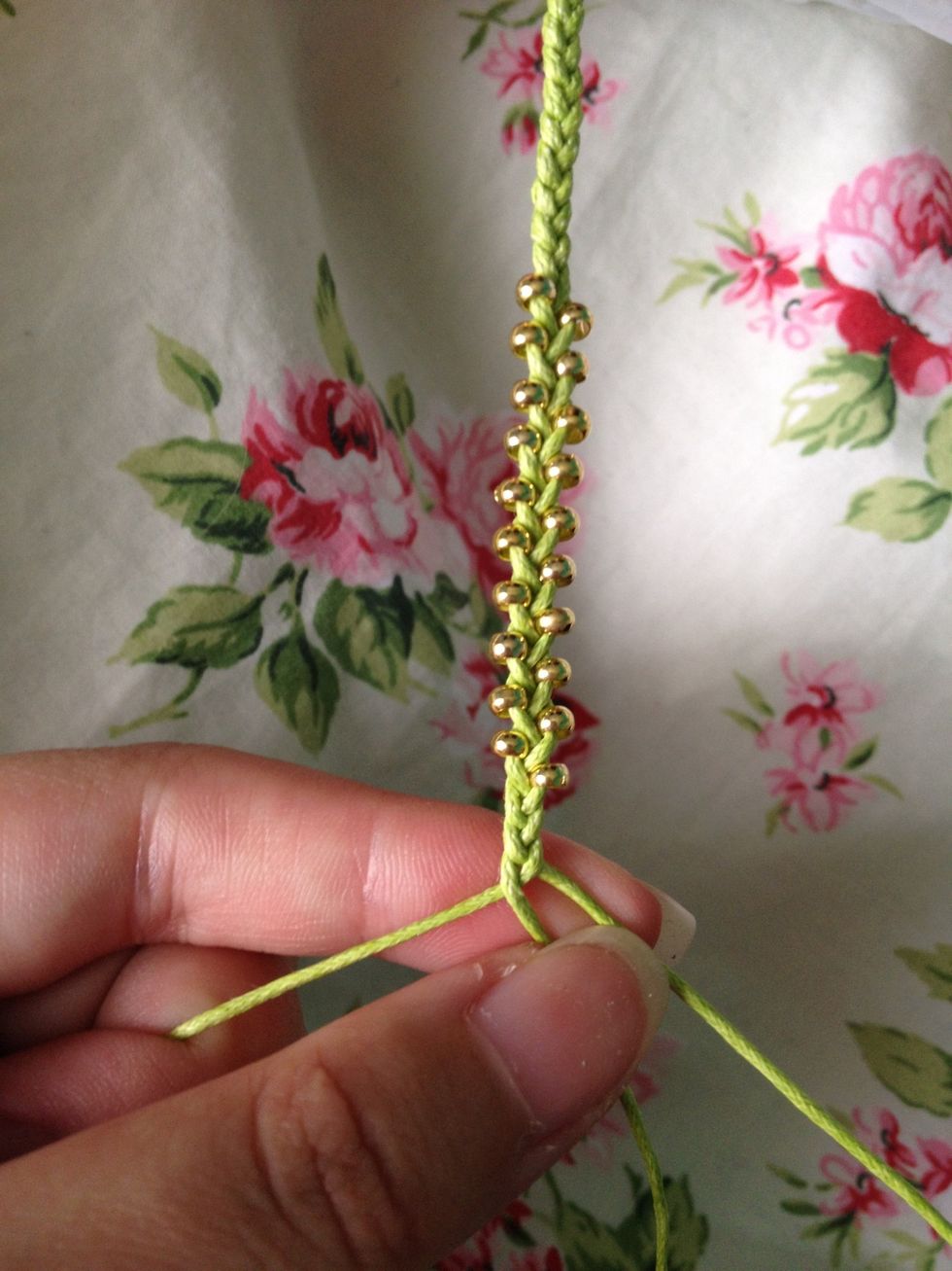 When you think you have reached the desired length, braid through the rest, continually measuring against your wrist!