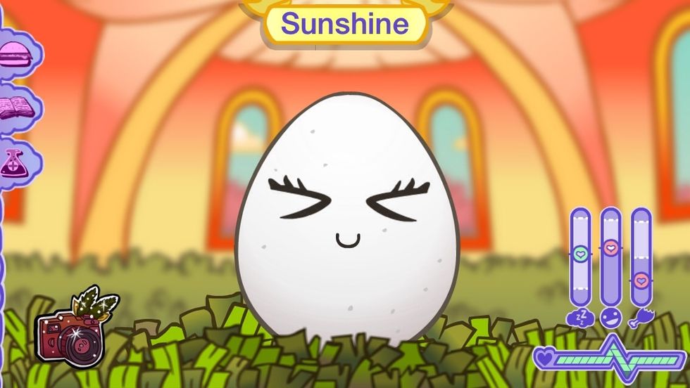 When you tickle her by swiping she laughs and her happiness goes up