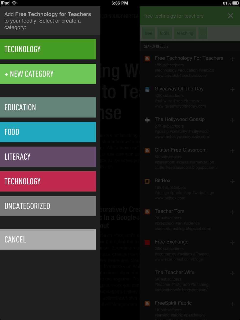 When you've found something you want to add, you can preview it,mor just tap the + sign. You'll be prompted to add it to one of your categories or create a new one.