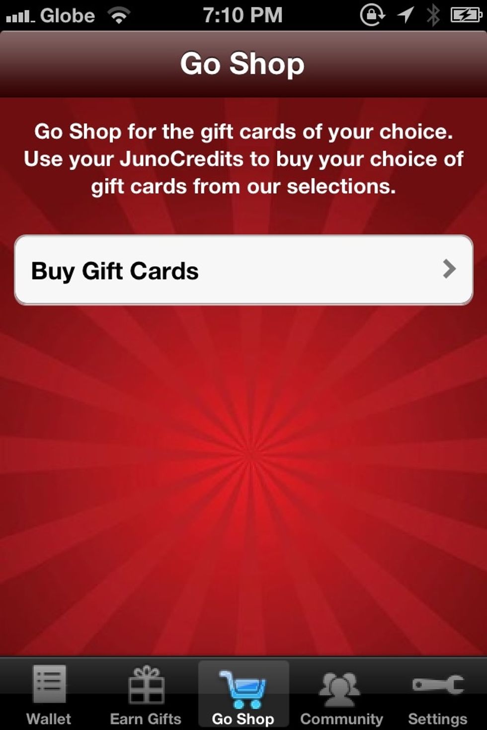 When you've reached enough JunoCredits, buy gift cards!