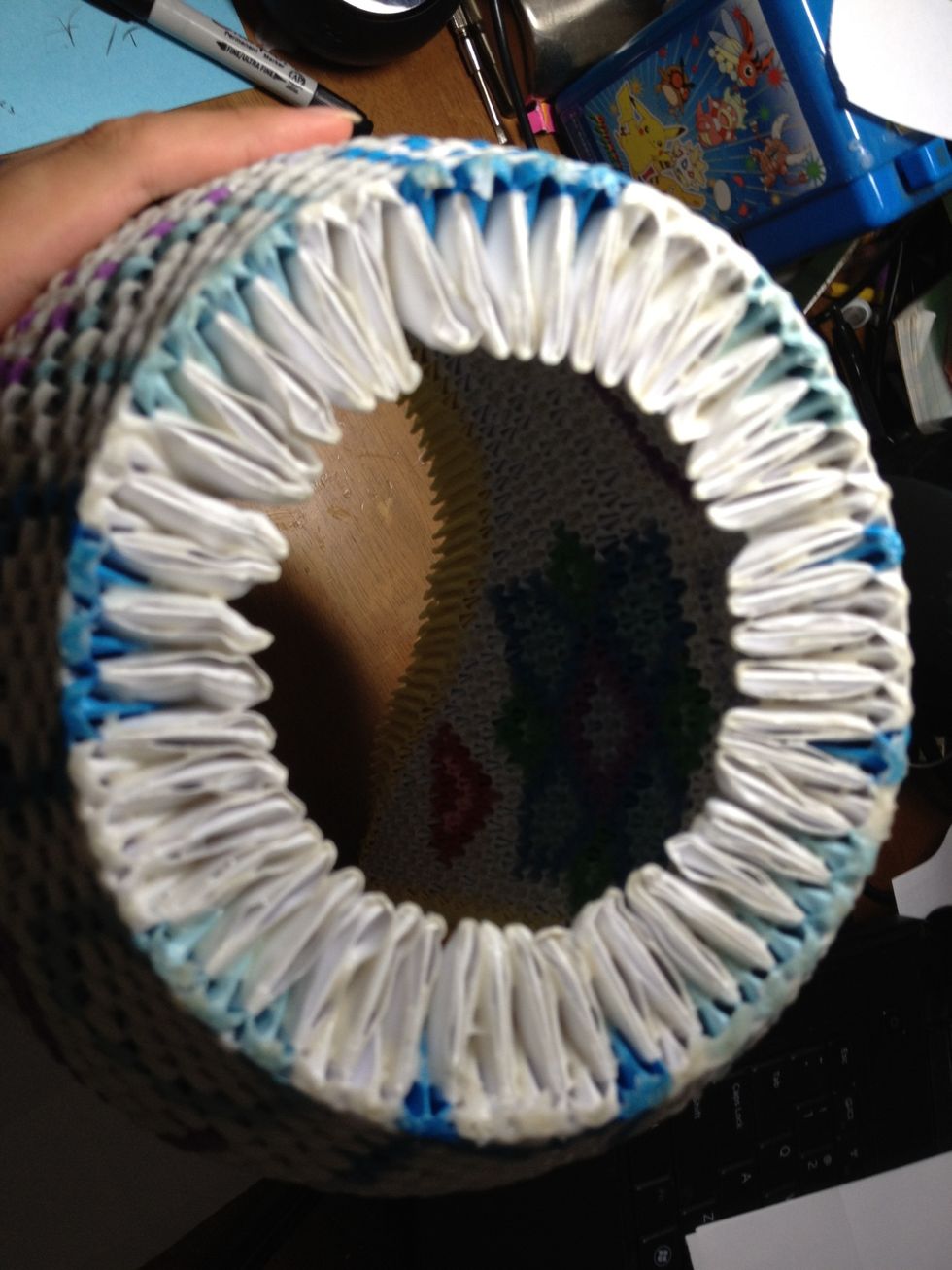 When your base and first two layers are complete, it should form a circular shape.