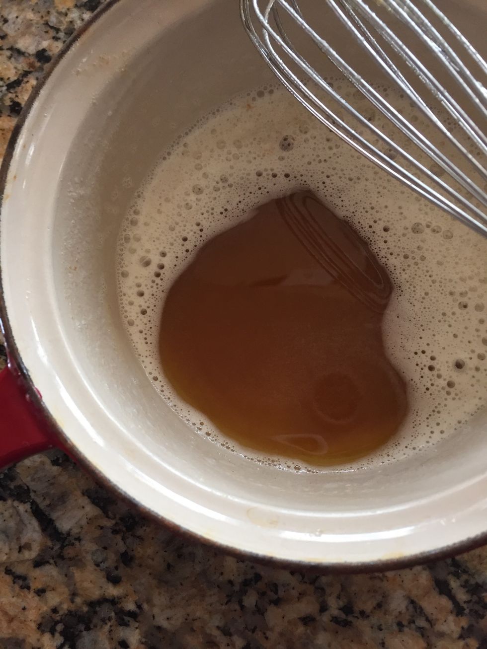 When your butter is browned, sit aside to cool. About five minutes