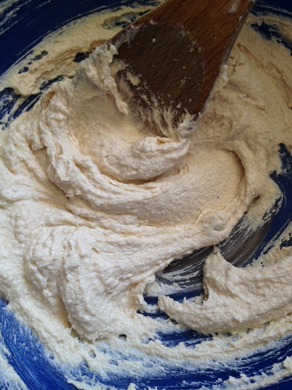 When your butter/sugar mixture is smooth like so- its time to add the eggs.
