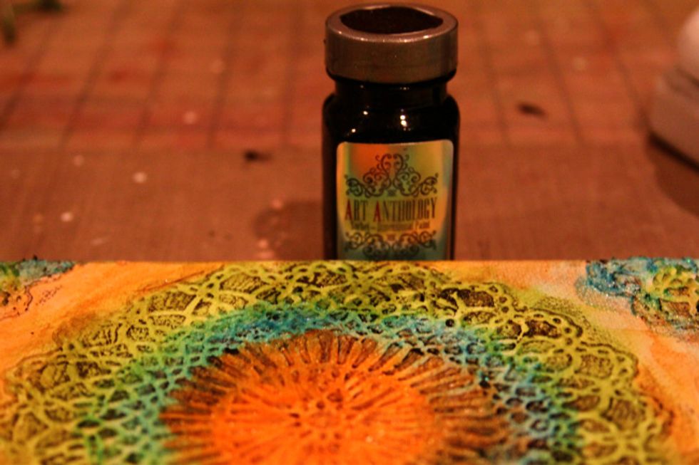 When your canvas is painted , using your finger rub Velvet Black Leather Jacket over some of the raised areas to highlight.