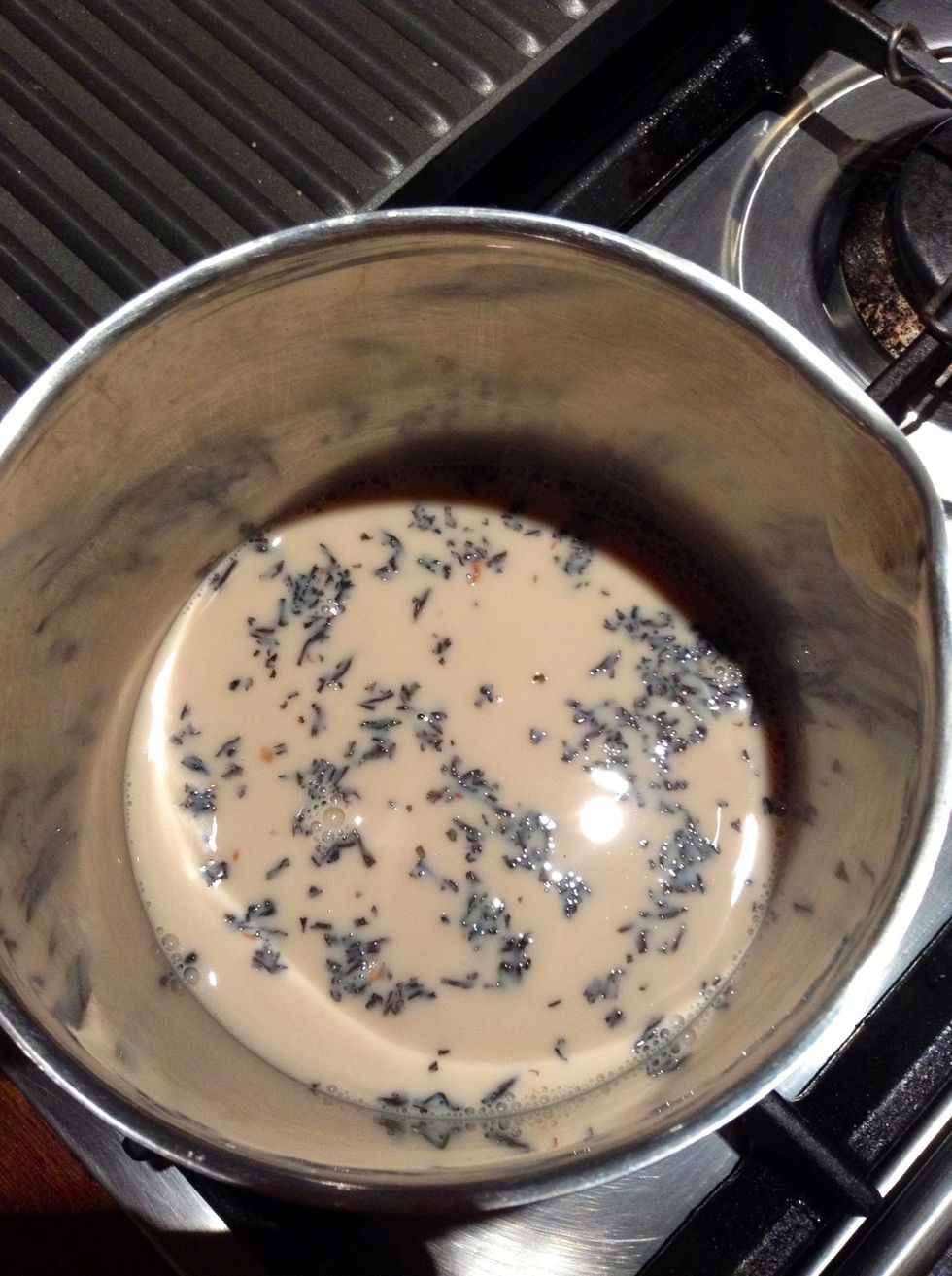 When your chai starts to steam and the sides of the saucepan begins to bubble, you know your chai is ready to take off the heat.