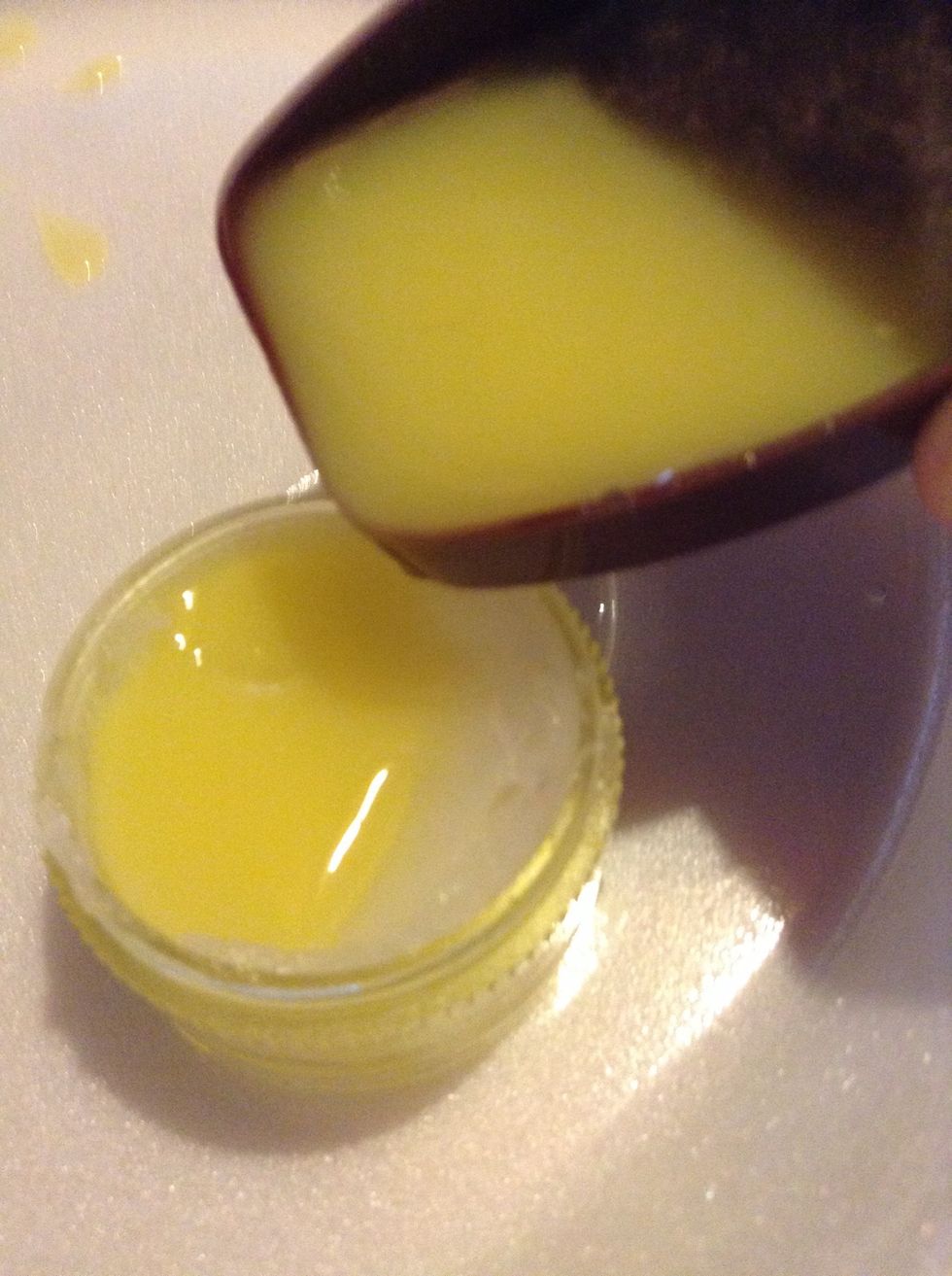 When your done mixing the mix and water pour it into the container and mix