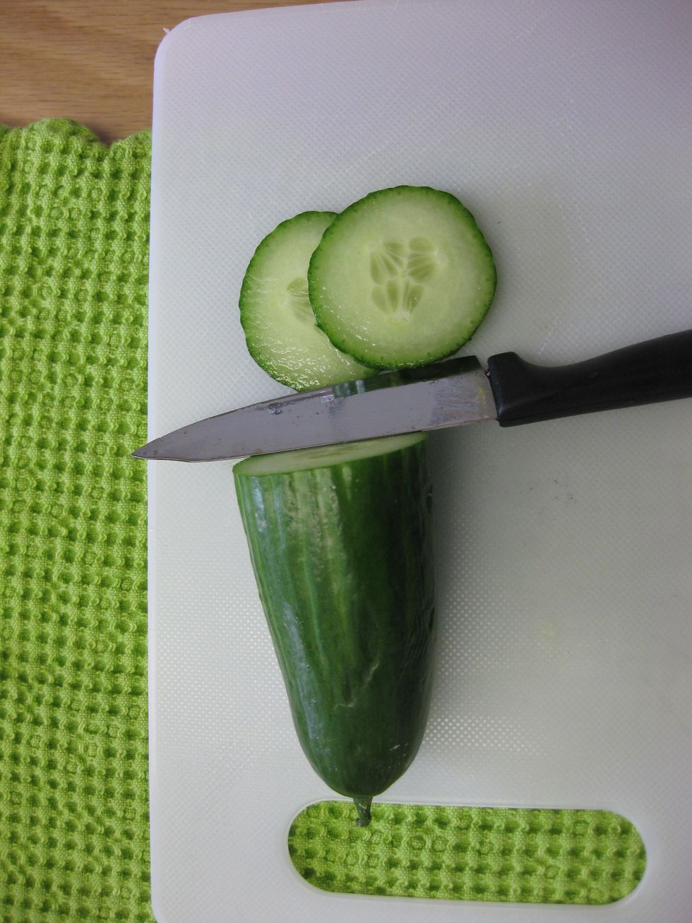 ...when your feeling the mood...cut 2 slices of cucumbers...or...
