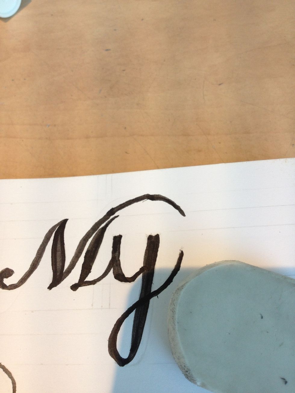 When your ink has dryed, erase all the lines.