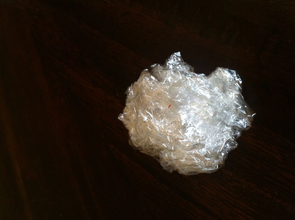 When your nails have dried, roll your Saran wrap into a ball....