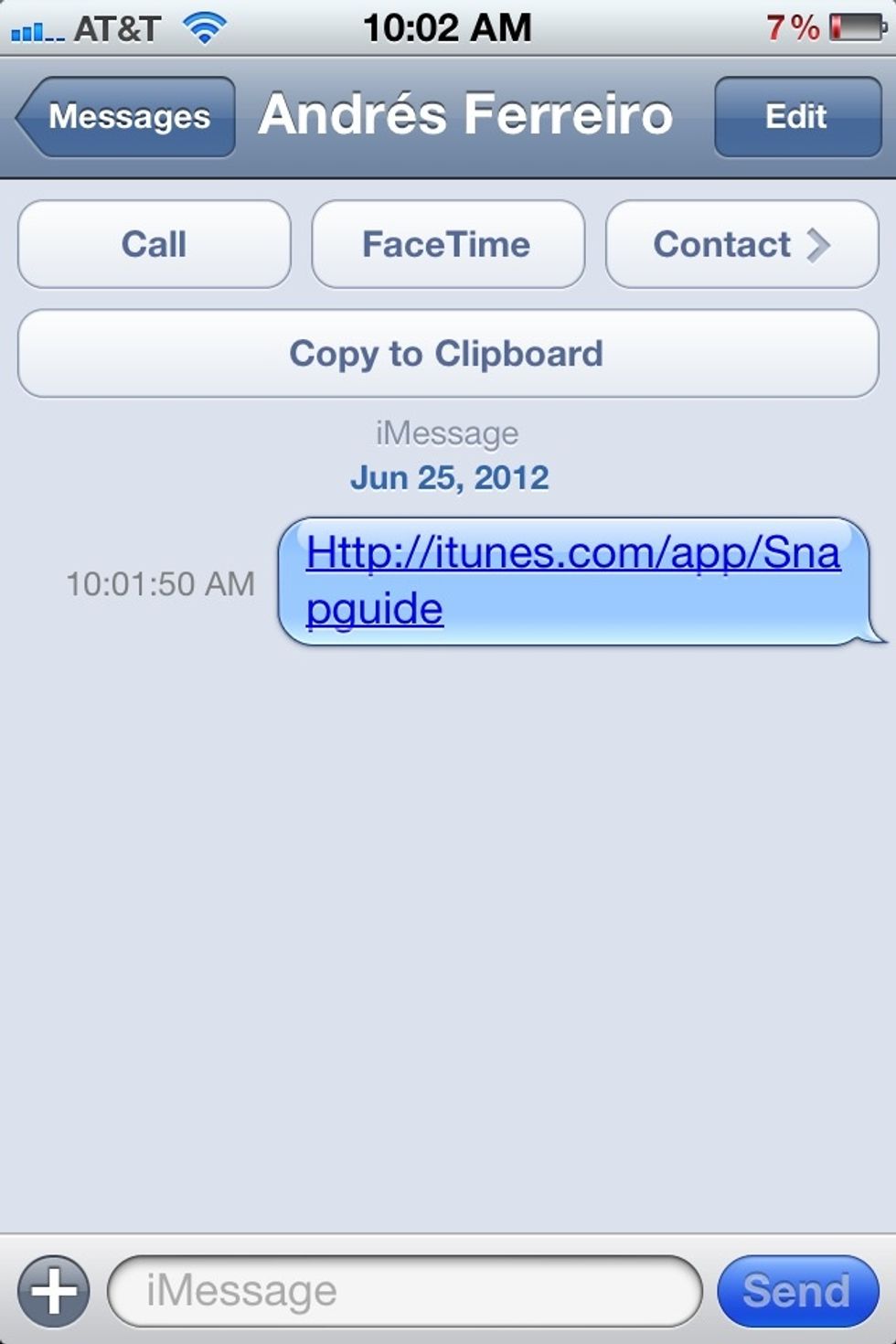 When your text is received it will look like this. Then your intended party can just click and be taken to its direct location within the App Store