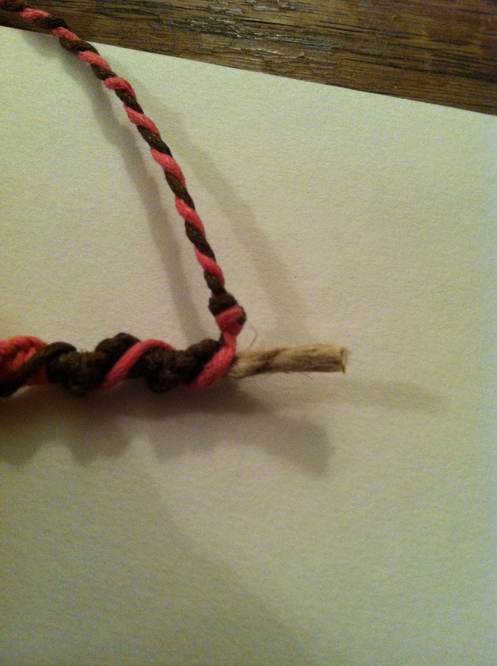 When your through make an overhand knot as close to the end as you can, repeat another twisted section measuring 3 inches.